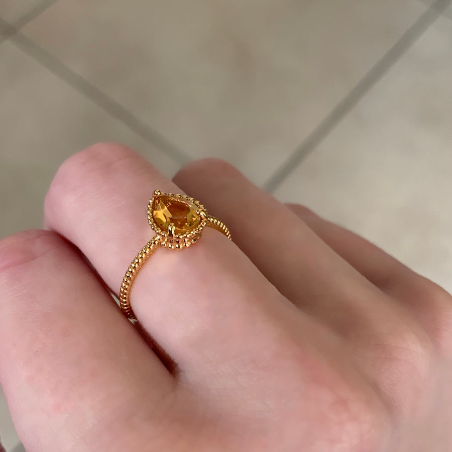 Citrine Sun Drop Ring