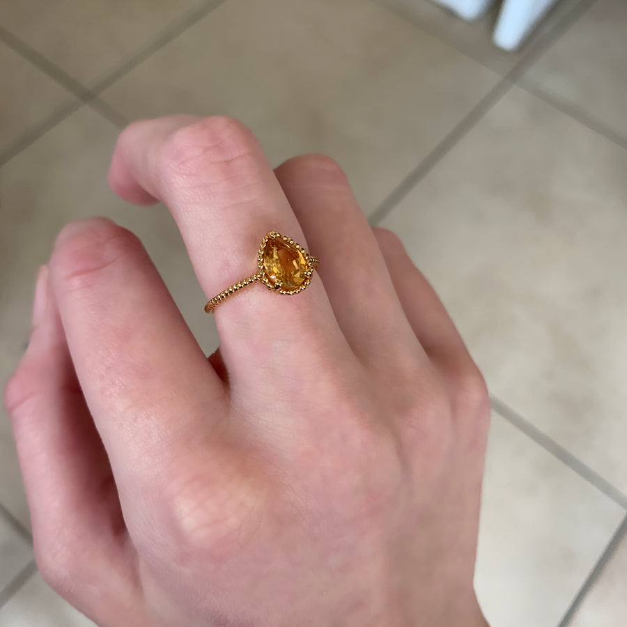 Citrine Sun Drop Ring