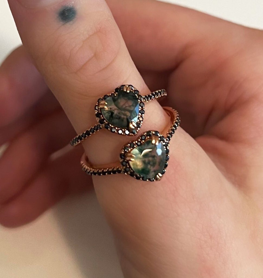 Moss Agate Heart Ring | .925 Sterling Silver | Lilac Lily Jewelry