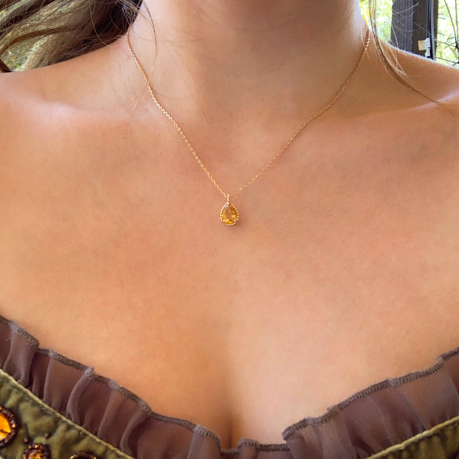 Citrine Sun Drop Necklace