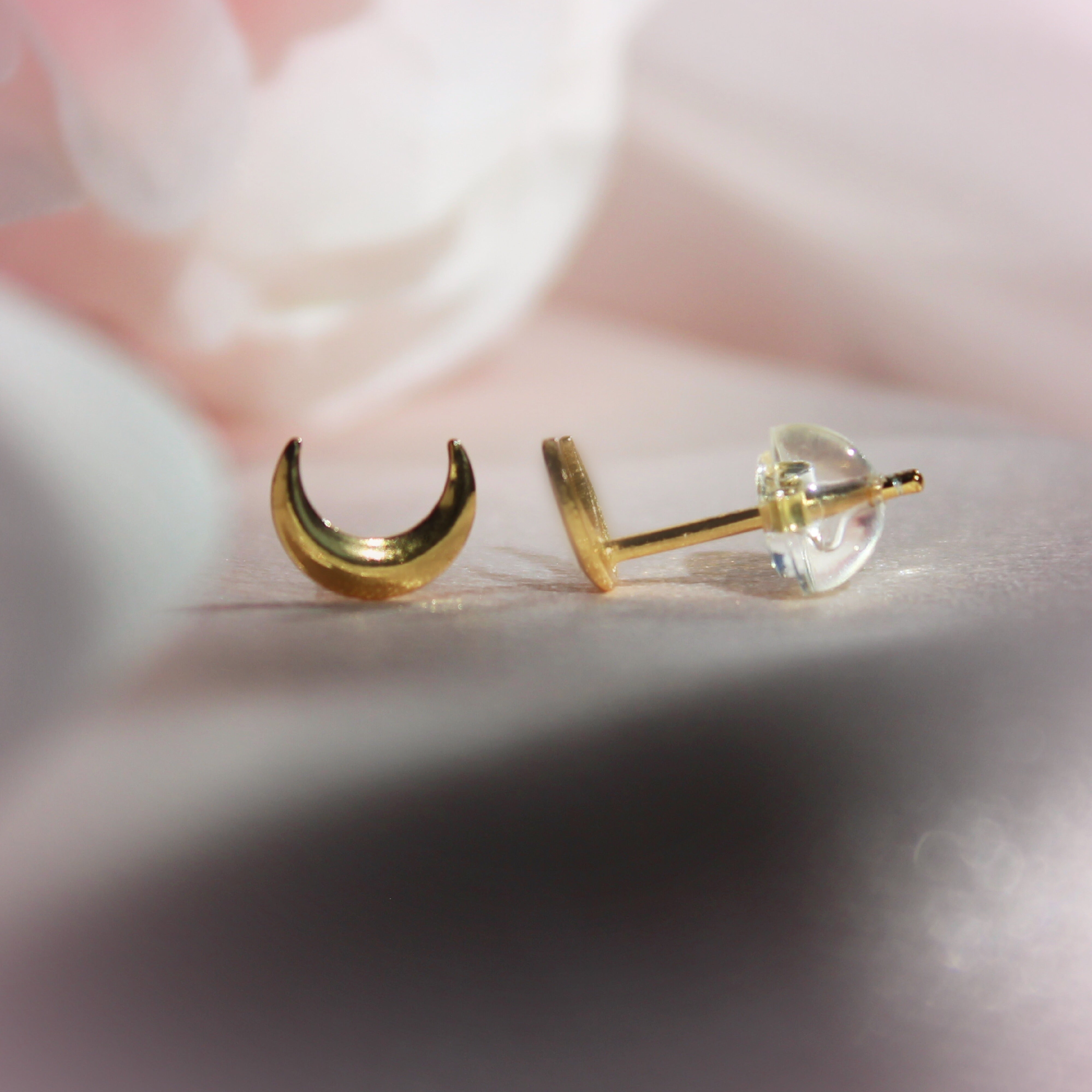 Crescent Moon Studs