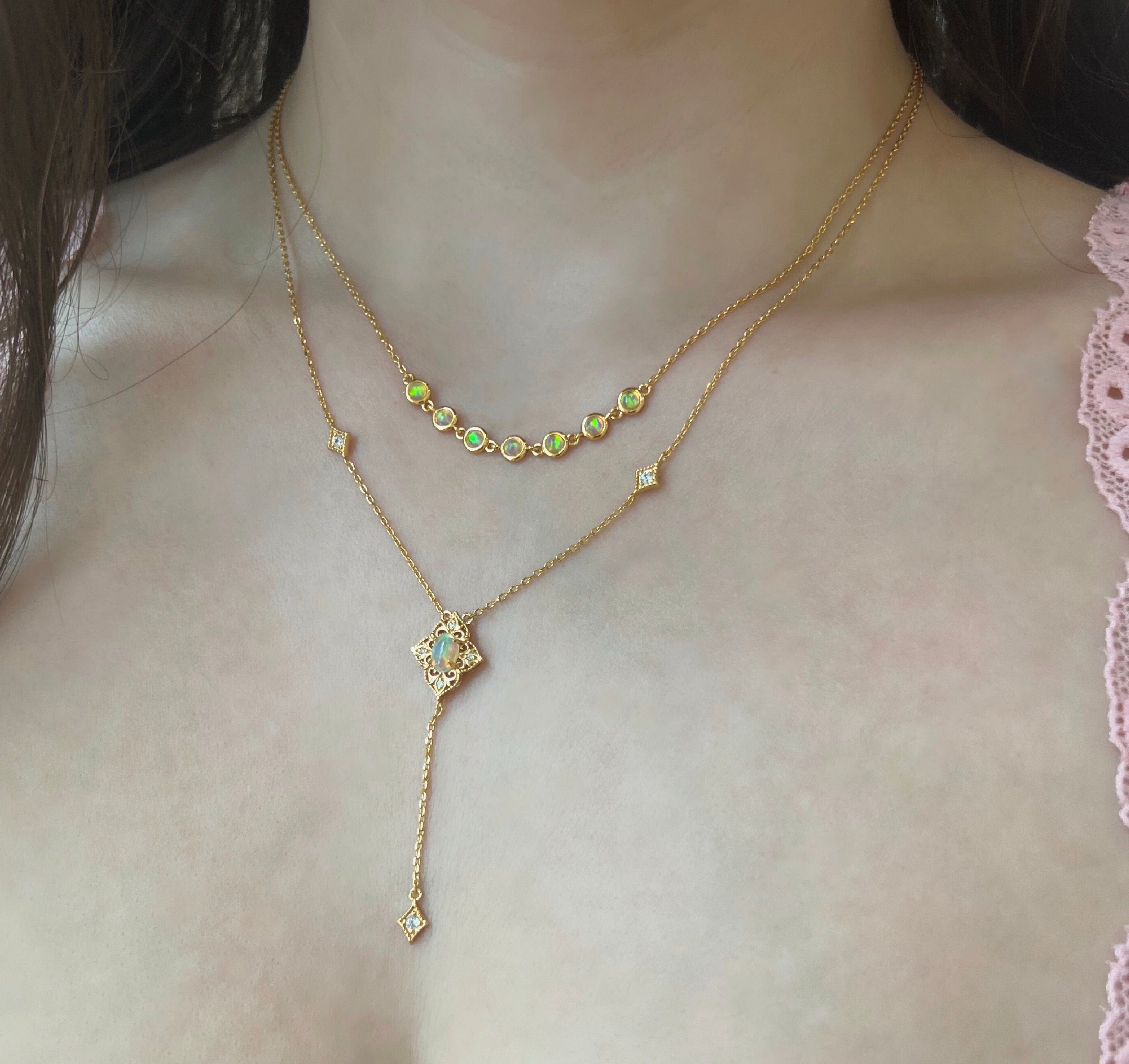 Opal Lily Necklace